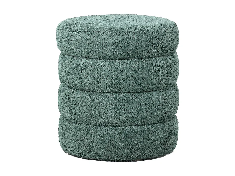 Pouf tissu effet fourrure rase vert émeraude FINO