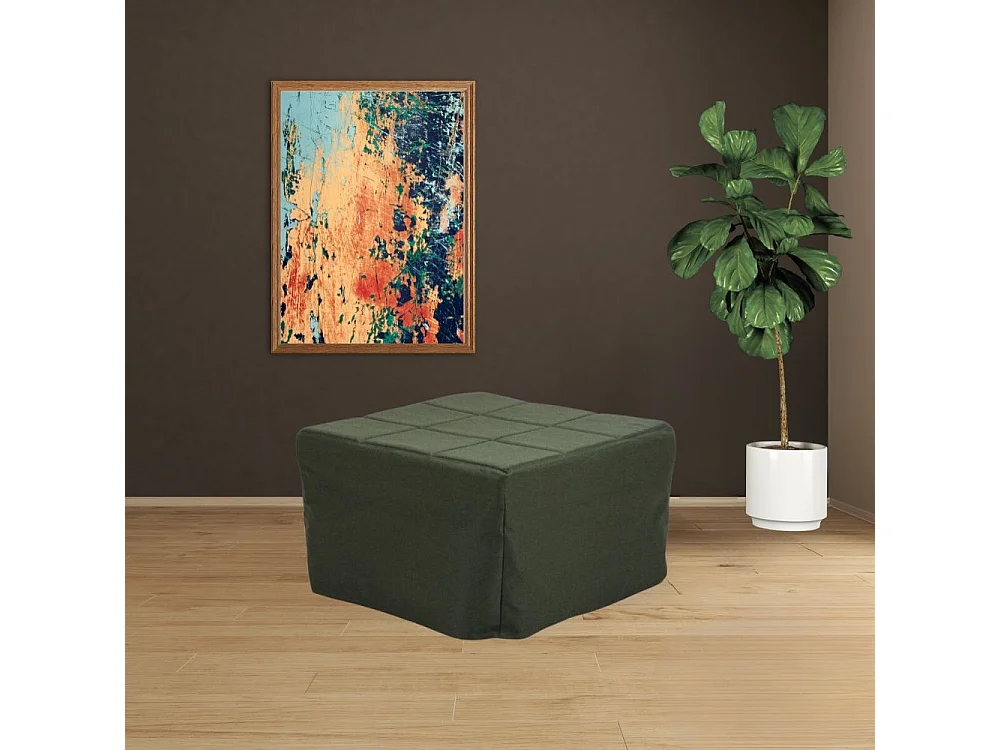 Pouf trasformabile in letto Vega tessuto verde scuro