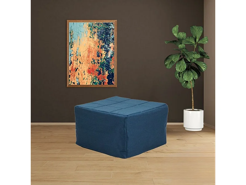 Pouf trasformabile in letto Vega tessuto blu