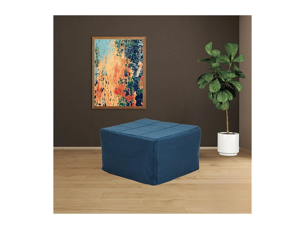 Pouf trasformabile in letto Vega tessuto blu