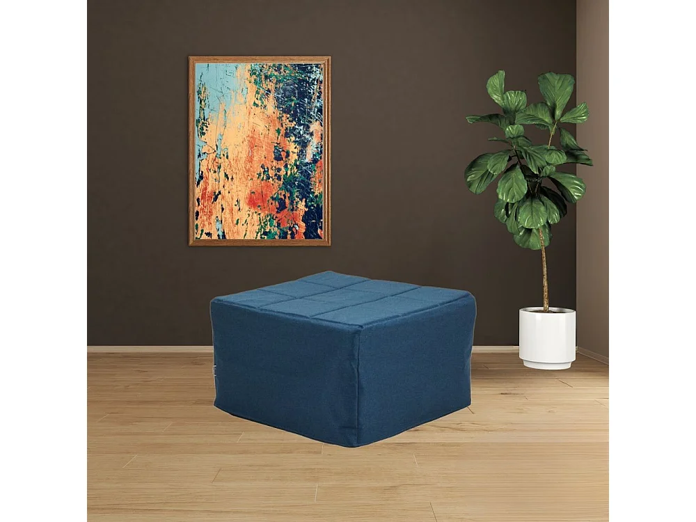 Pouf trasformabile in letto Vega tessuto blu