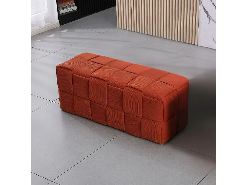 Pouf rettangolare colore ruggine effetto intrecciato Den 104x39x39H