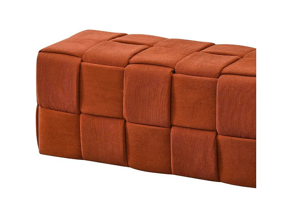 Pouf rettangolare colore ruggine effetto intrecciato Den 104x39x39H