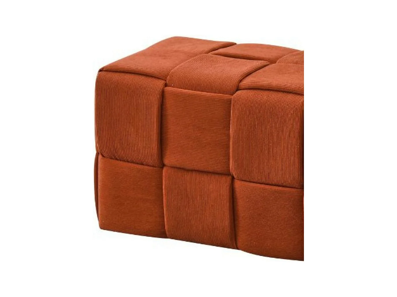Pouf rettangolare colore ruggine effetto intrecciato Den 104x39x39H