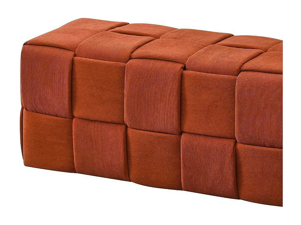 Pouf rettangolare colore ruggine effetto intrecciato Den 104x39x39H