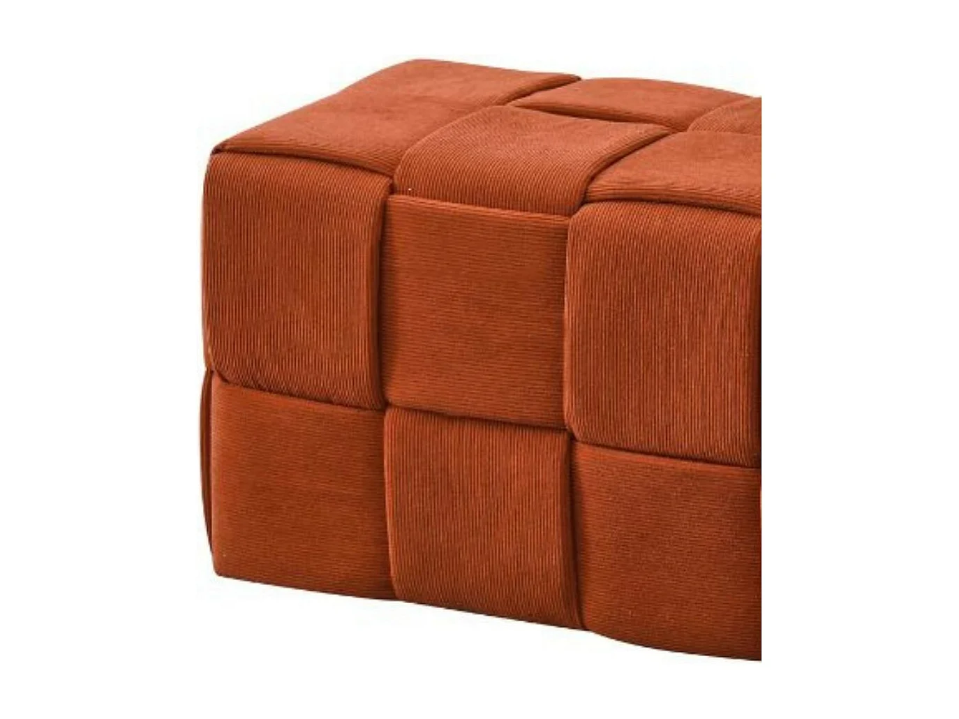 Pouf rettangolare colore ruggine effetto intrecciato Den 104x39x39H