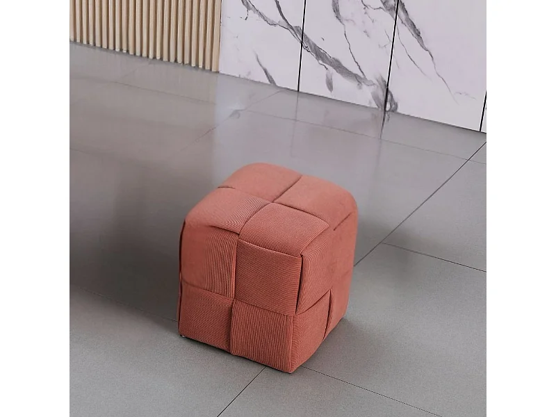 Pouf quadrato colore mattone tessuto effetto intrecciato Den 39x39x39H