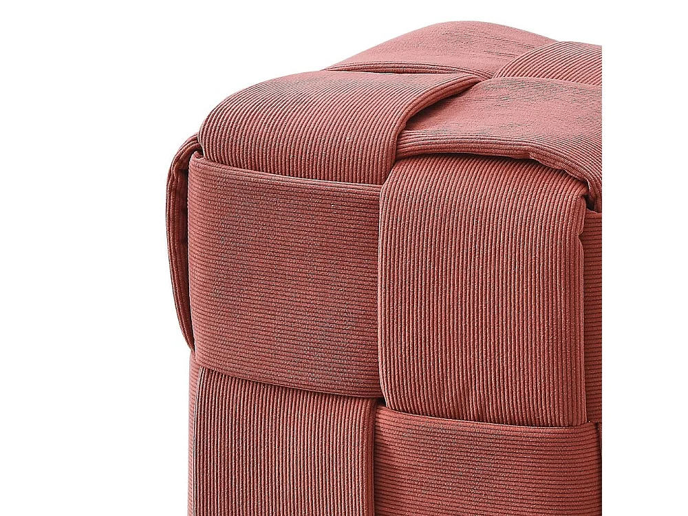 Pouf quadrato colore mattone tessuto effetto intrecciato Den 39x39x39H