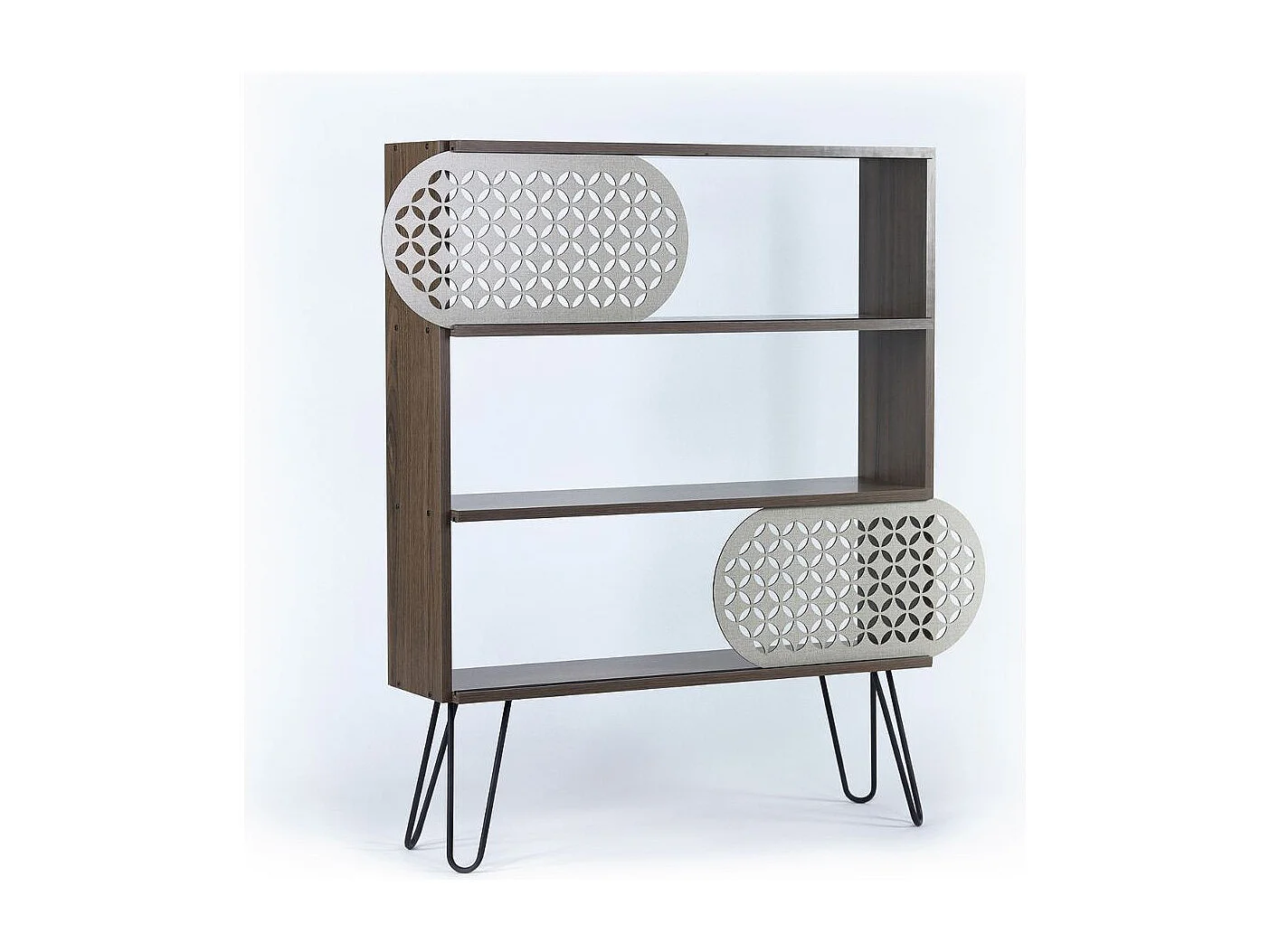 Libreria 3 ripiani Illia 94x25x117 MT190511 colore noce e gambe nere