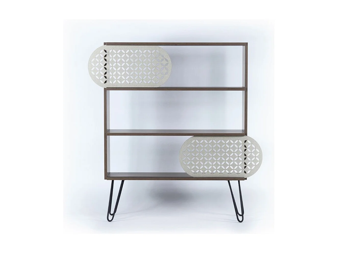 Libreria 3 ripiani Illia 94x25x117 MT190511 colore noce e gambe nere