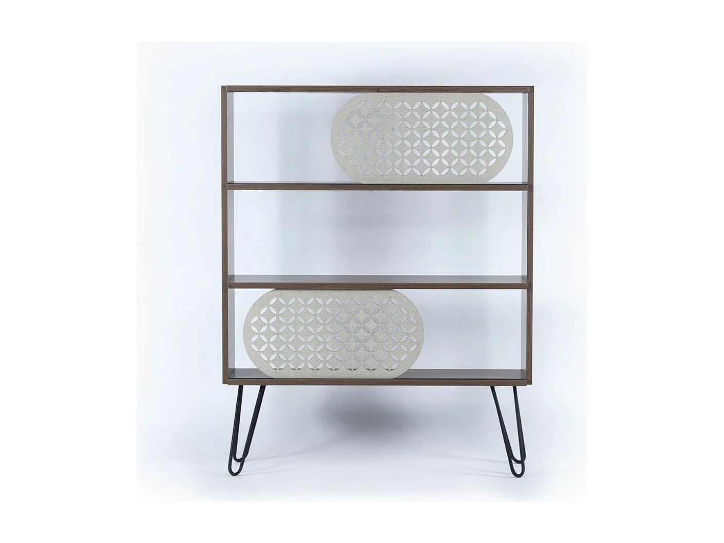 Libreria 3 ripiani Illia 94x25x117 MT190511 colore noce e gambe nere