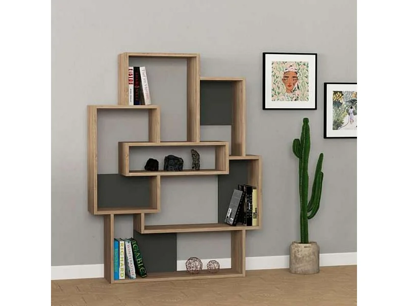 Libreria design Barce 101x22x132h colore rovere