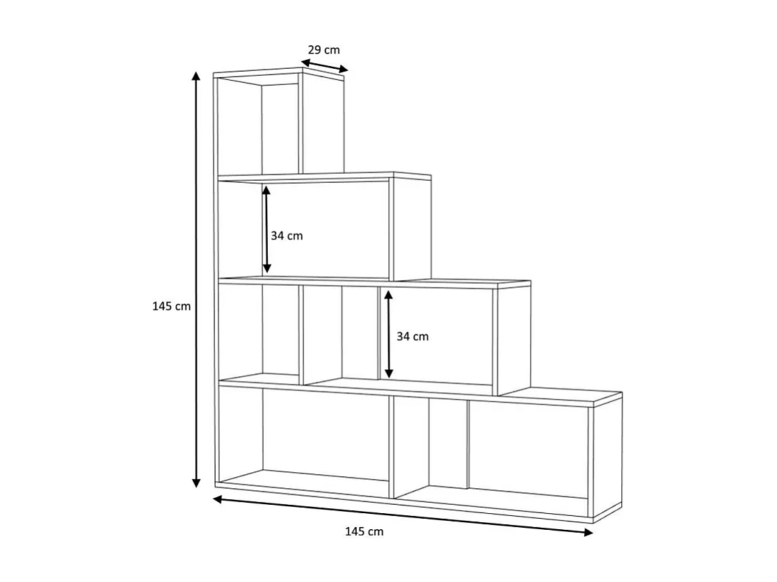 Libreria a scala Alis 145x145 cm. colore beton