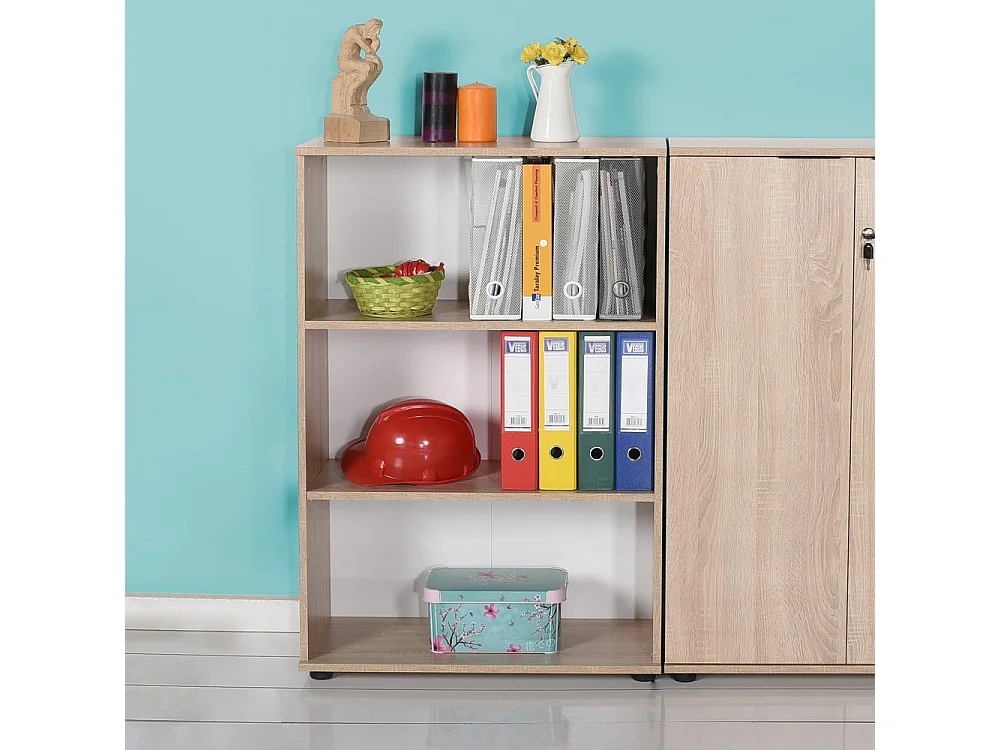 Libreria bassa con tre ripiani rkt330 colore rovere