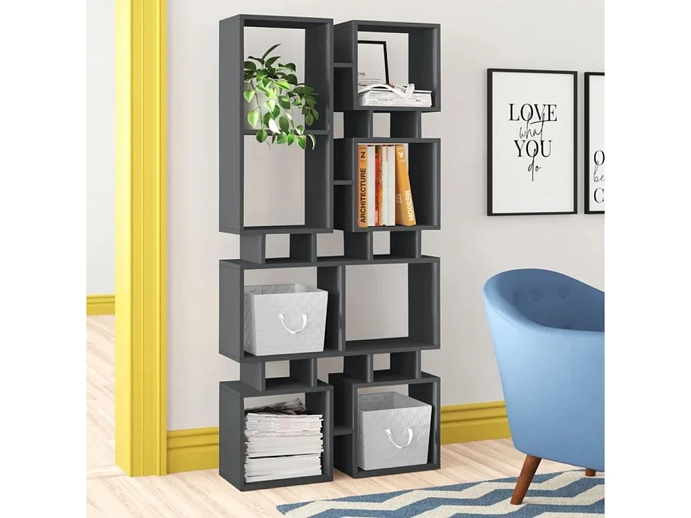 Libreria bifacciale Rail 79x166,5 colore antracite