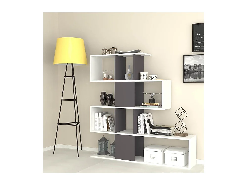 Libreria bifacciale Aktif 145x145x29 cm. colore bianco ghisa