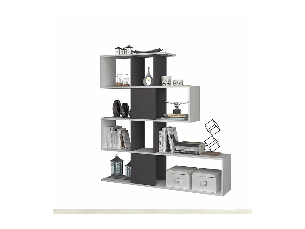 Libreria bifacciale Aktif 145x145x29 cm. colore bianco ghisa