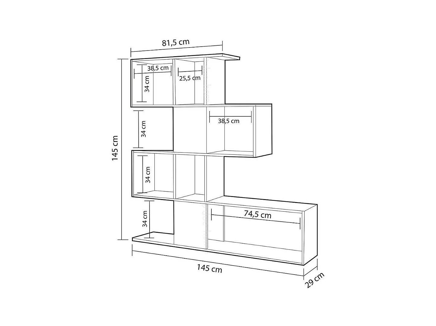 Libreria bifacciale Aktif 145x145x29 cm. colore bianco ghisa