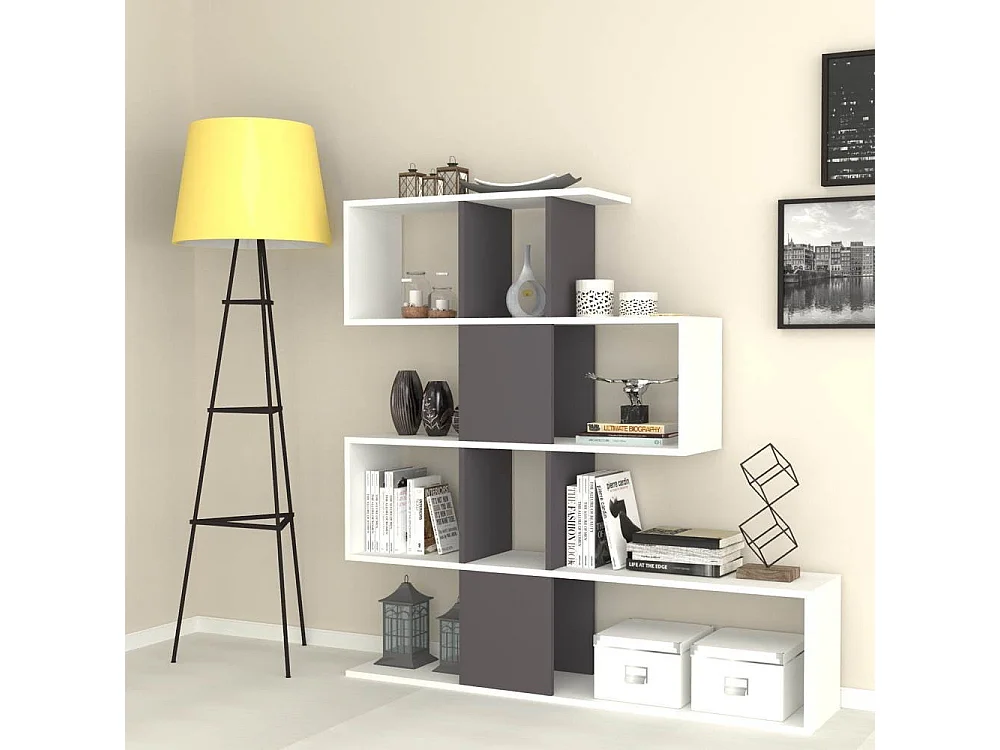Libreria bifacciale Aktif 145x145x29 cm. colore bianco ghisa