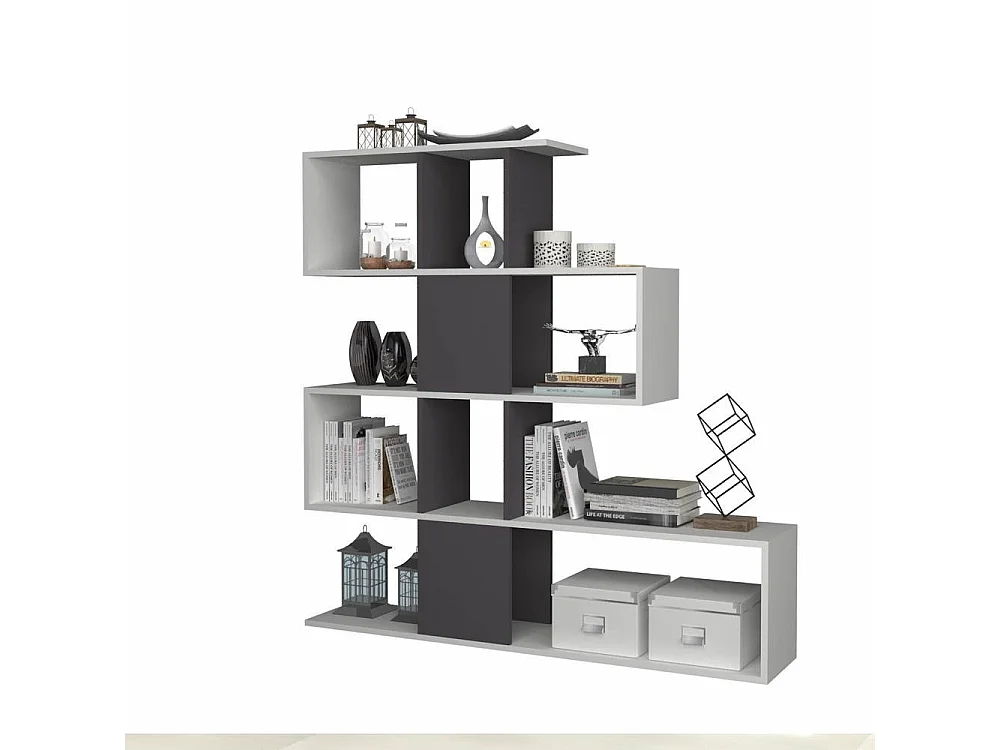 Libreria bifacciale Aktif 145x145x29 cm. colore bianco ghisa