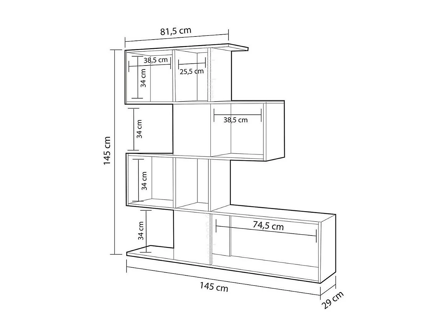 Libreria bifacciale Aktif 145x145x29 cm. colore bianco ghisa