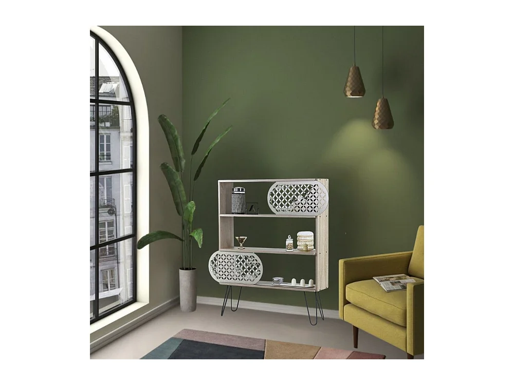 Libreria 3 ripiani Illia 94x25x117 MT1905121 colore rovere nero