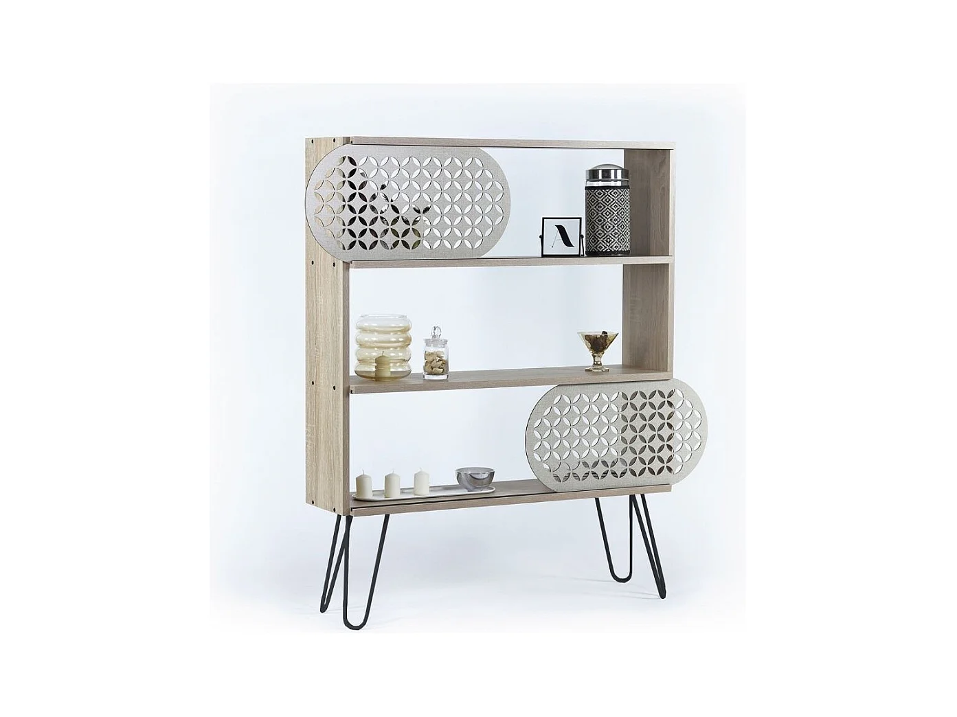 Libreria 3 ripiani Illia 94x25x117 MT1905121 colore rovere nero