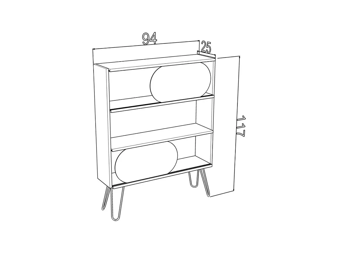 Libreria 3 ripiani Illia 94x25x117 MT1905121 colore rovere nero