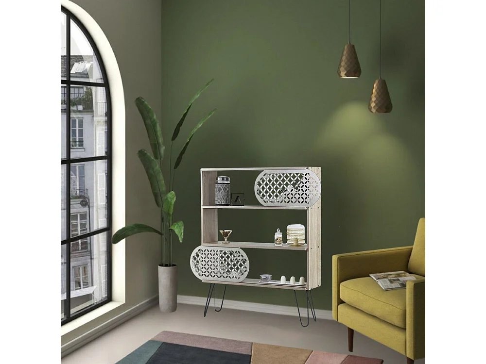 Libreria 3 ripiani Illia 94x25x117 MT1905121 colore rovere nero