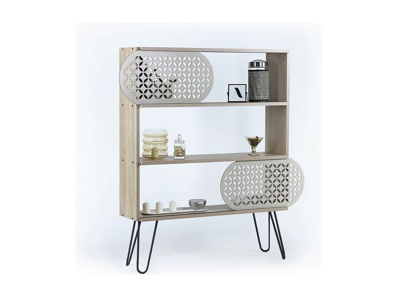 Libreria 3 ripiani Illia 94x25x117 MT1905121 colore rovere nero