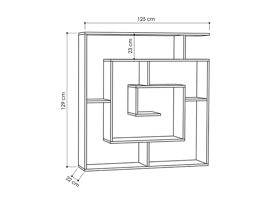 Libreria tortora con 9 ripiani Labirent 125x22x129
