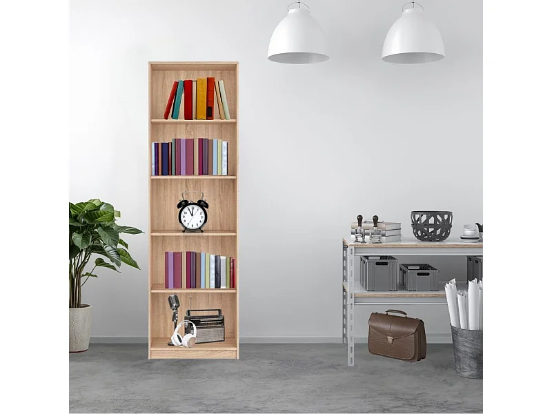 Libreria colore rovere 5 ripiani Nepo 60x34x197H