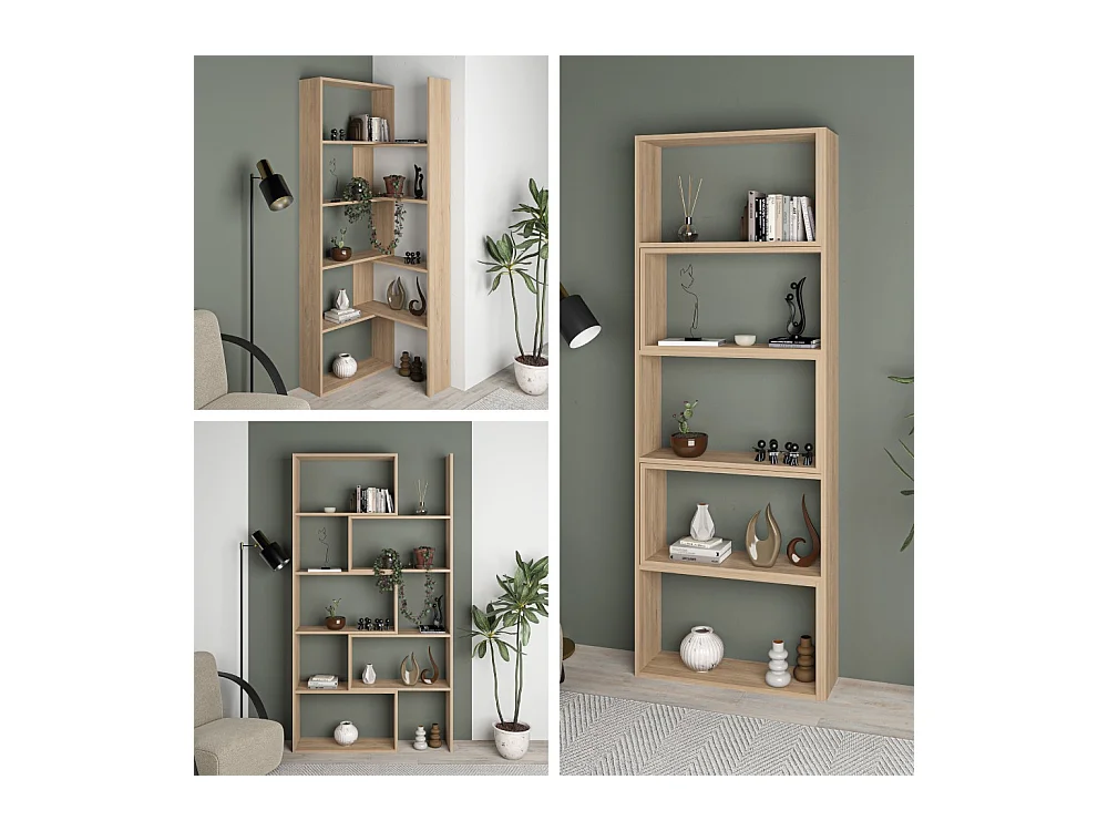 Libreria estensibile angolare Wish 72x22x200h colore rovere