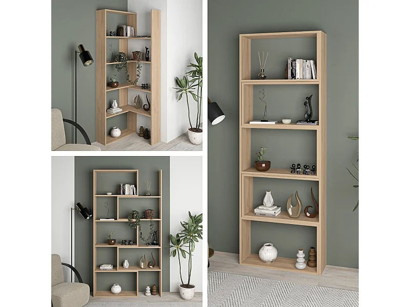 Libreria estensibile angolare Wish 72x22x200h colore rovere