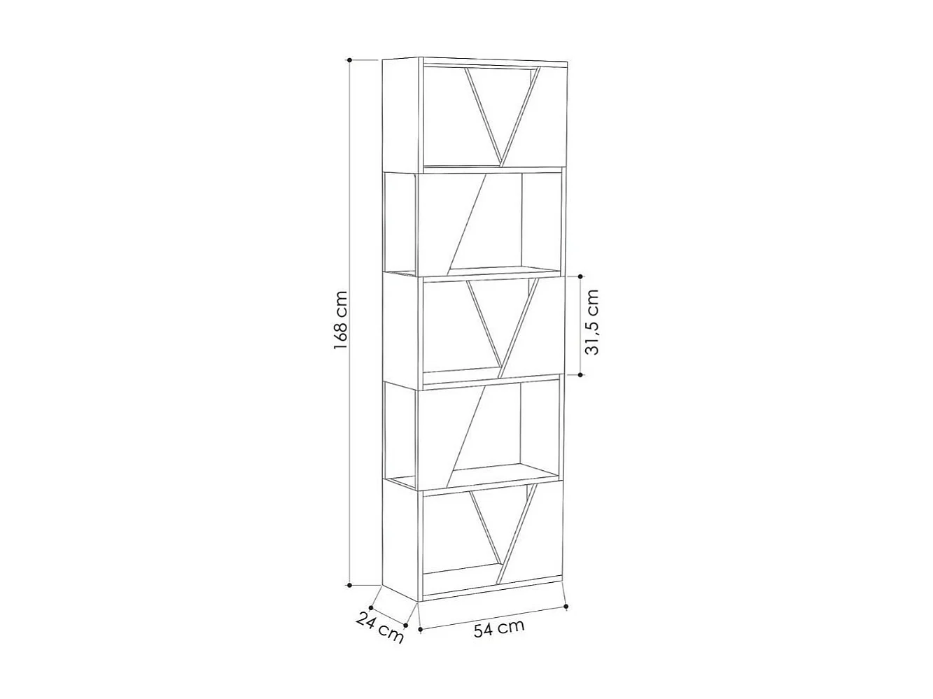 Libreria 5 ripiani Frame 54x168 colore rovere