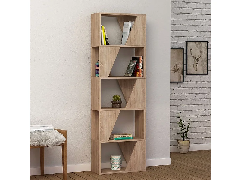 Libreria 5 ripiani Frame 54x168 colore rovere