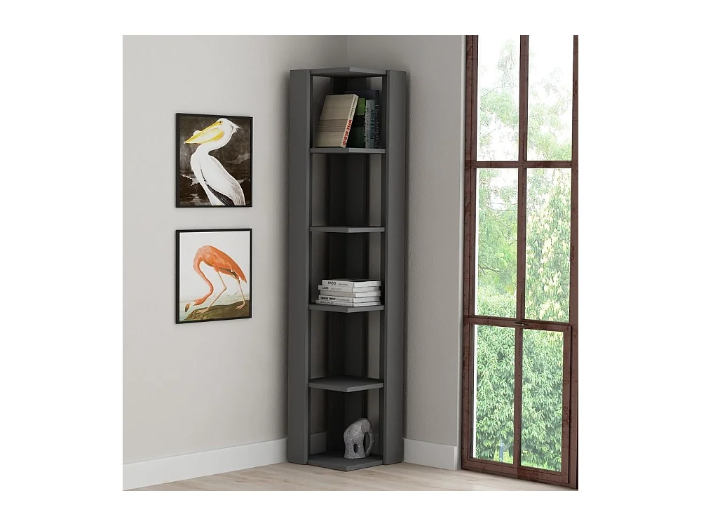 Libreria angolare 5 ripiani 34x34x161 Nati colore antracite