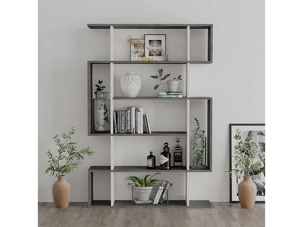 Libreria Mito bianco vintage e retro grey 108,5x25,5x161 cm – Stile Moderno e Funzionalità in un Design Unico