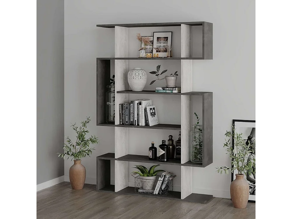 Libreria Mito bianco vintage e retro grey 108,5x25,5x161 cm – Stile Moderno e Funzionalità in un Design Unico