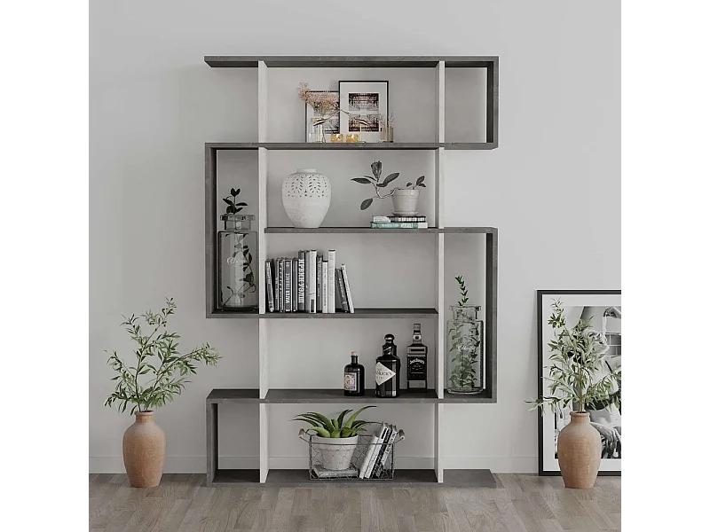 Libreria Mito bianco vintage e retro grey 108,5x25,5x161 cm – Stile Moderno e Funzionalità in un Design Unico