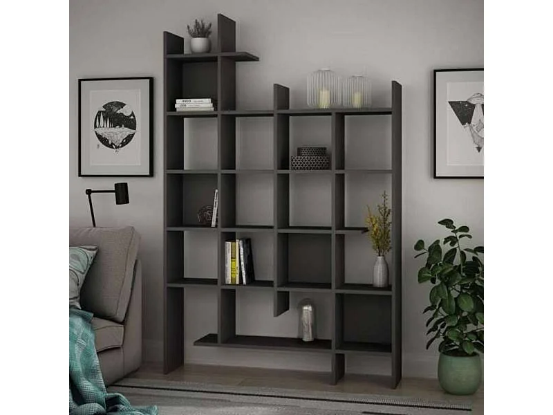 Libreria 6 ripiani Manco 122x25.5x188H colore antracite