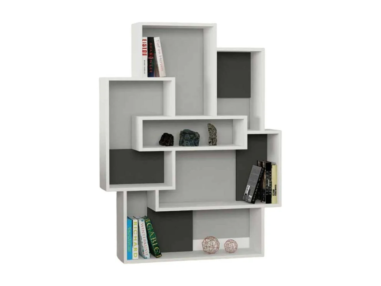 Libreria design Barce 101x22x132h colore bianco antracite