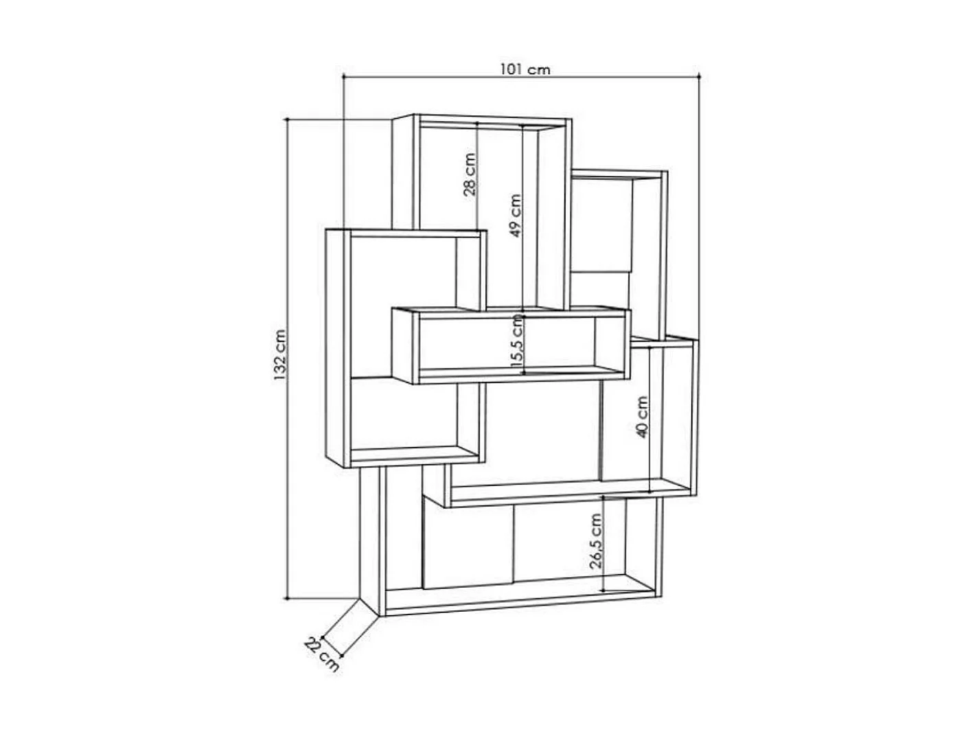 Libreria design Barce 101x22x132h colore bianco antracite