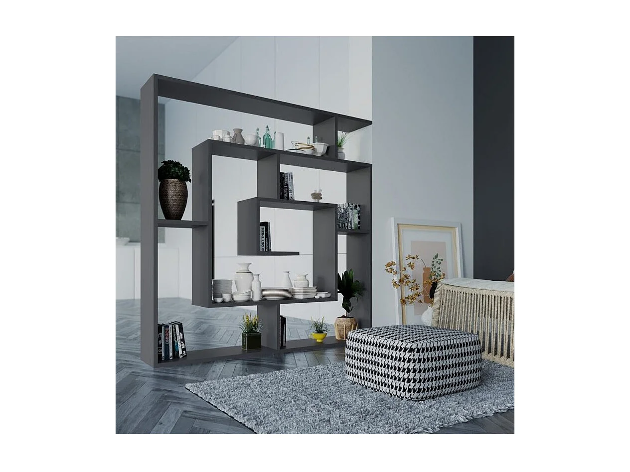 Libreria antracite con 9 ripiani Labirent 125x22x129
