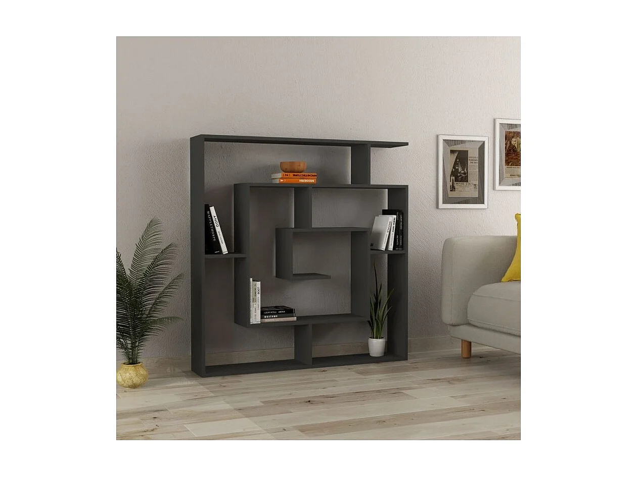Libreria antracite con 9 ripiani Labirent 125x22x129