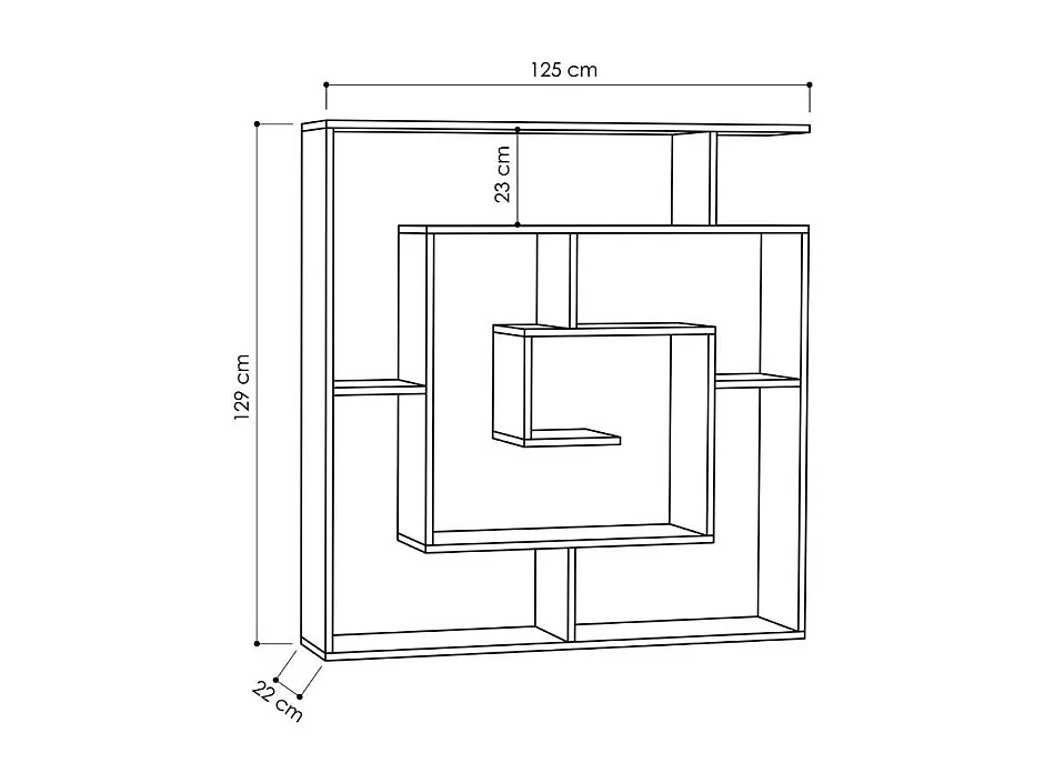 Libreria antracite con 9 ripiani Labirent 125x22x129