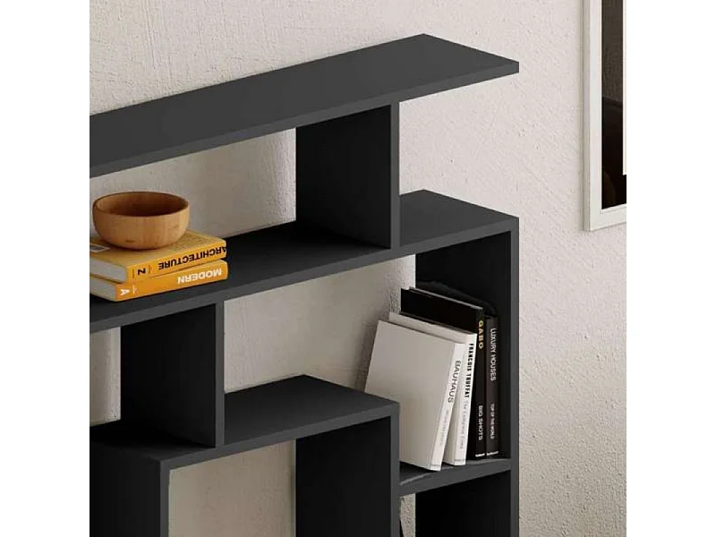 Libreria antracite con 9 ripiani Labirent 125x22x129