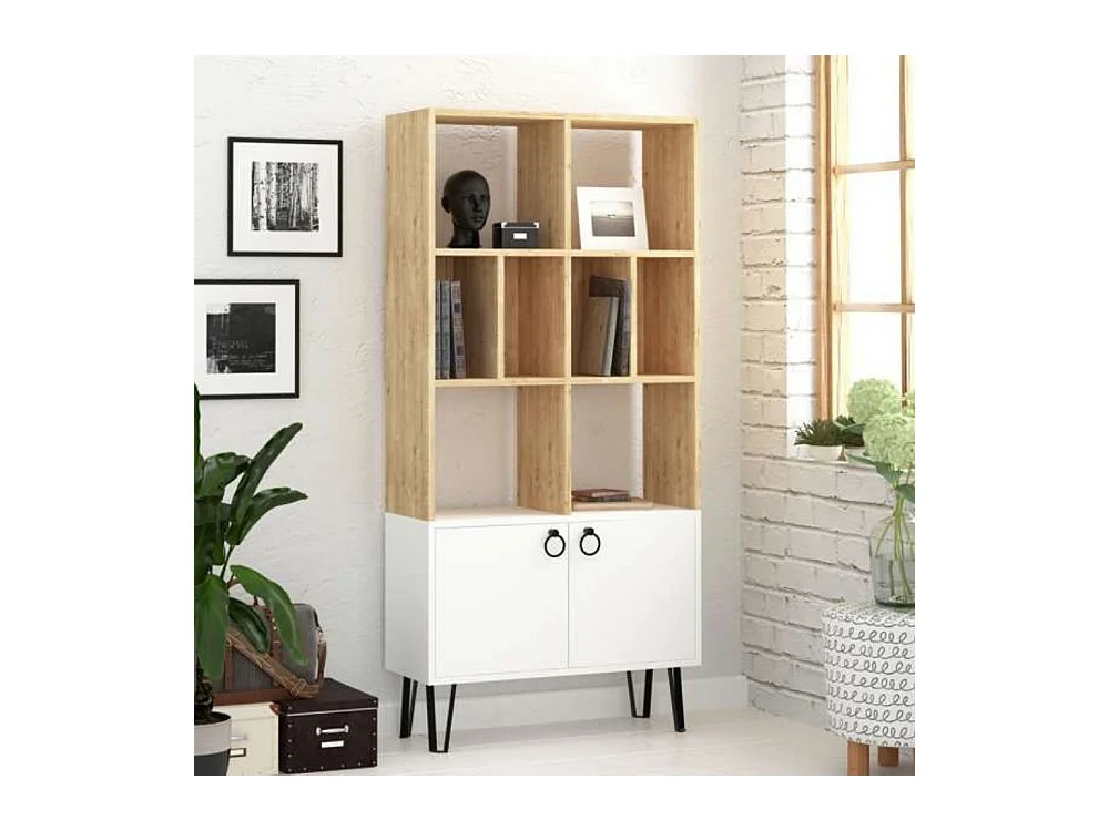 Libreria con ante Bene 80x30x166h colore bianco rovere