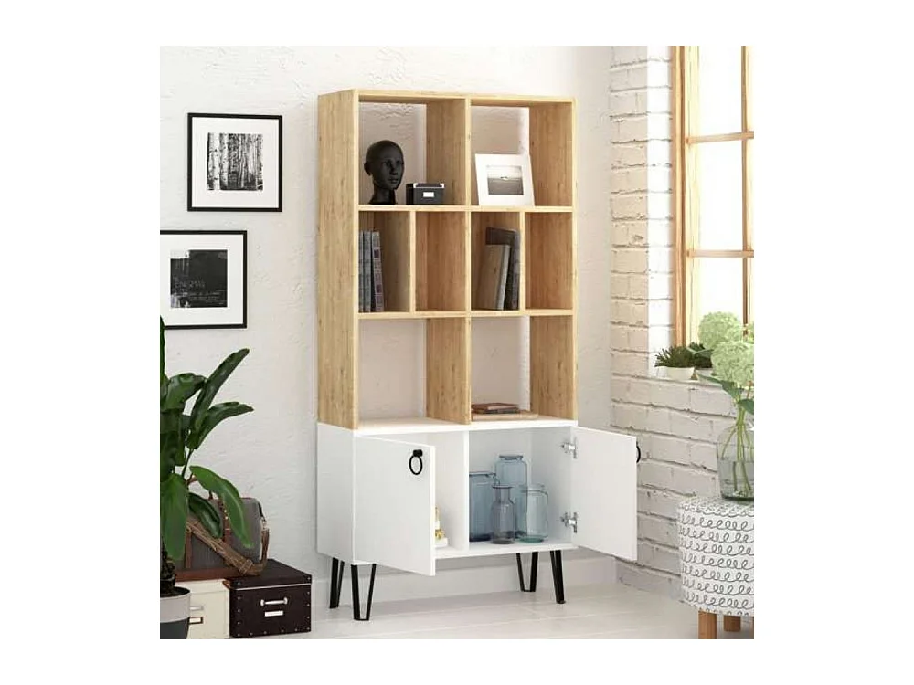 Libreria con ante Bene 80x30x166h colore bianco rovere