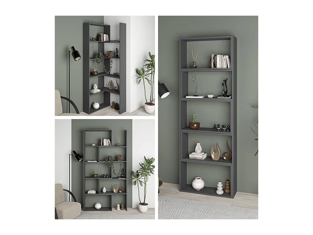 Libreria estensibile angolare Wish 72x22x200h colore antracite